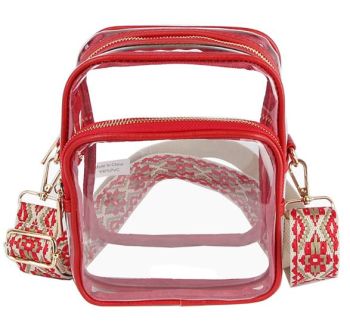 LQ287-RD CLEAR FUAX VEGAN LEATHER WITH GUITAR STRAP