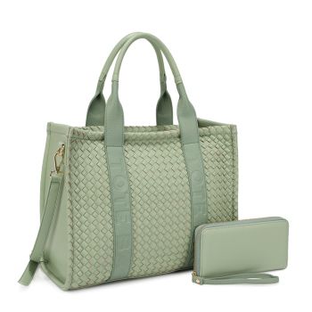 MS-31421A GN TOTE BAG WOVEN BAG WITH WALLET