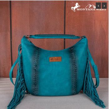 MWF1007G-9360 TQ Montana West Fringe Collection Concealed Carry Hobo
