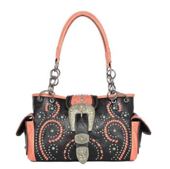 MW1116G-8085 BK  Montana West Buckle Collection Concealed Carry Satchel