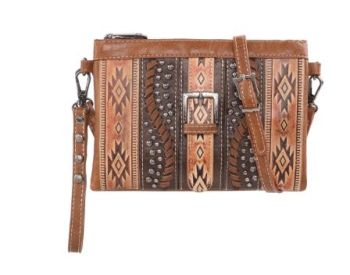 MW1134-181 BR1 Montana West Aztec Tooled Collection Clutch/Crossbody