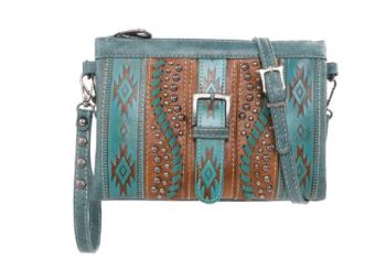 MW1134-181 TQ Montana West Aztec Tooled Collection Clutch/Crossbody