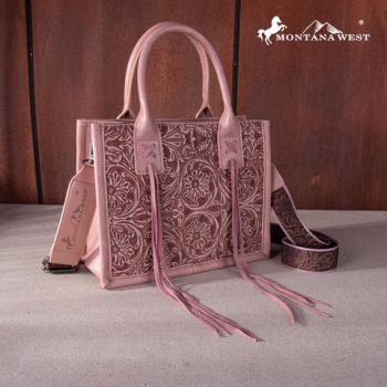 MW1268-8120S PK Montana West Embossed Floral Tote/Crossbody
