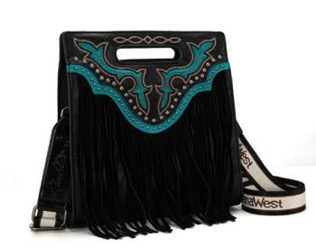 MW1281G-9360 BK Montana West Fringe Concealed Carry Tote/Crossbody