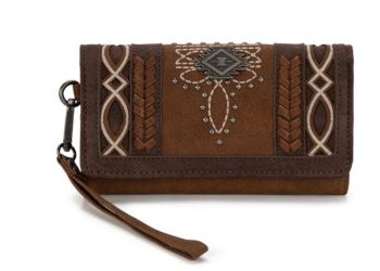 MW1325-W018 BR Montana West Cut-Out Embroidered Collection Wallet