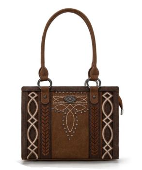 MW1325G-8317 BR Montana West Cut-Out Embroidered Concealed Carry Tote