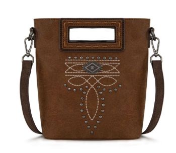 MW1325-8360 BR Montana West Cut-Out Embroidered Top Handle Crossbody