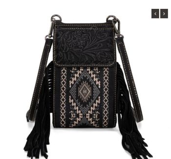 MW1328-1835 BK Montana West Tooled/Embroidered Collection Phone Crossbody Bag