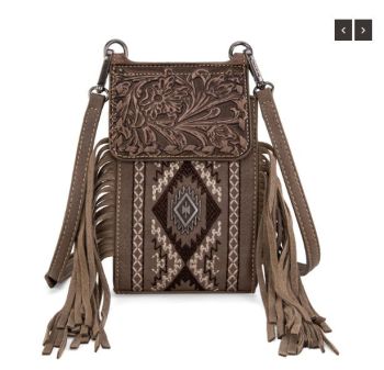 MW1328-1835 KH Montana West Tooled/Embroidered Collection Phone Crossbody Bag