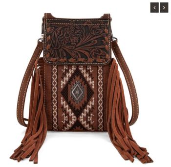 MW1328-1835 BR Montana West Tooled/Embroidered Collection Phone Crossbody Bag