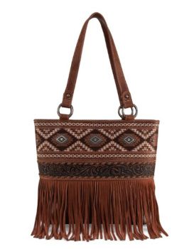 MW1330G-8317 BR Montana West Tooled/Embroidered Collection Concealed Carry Tote