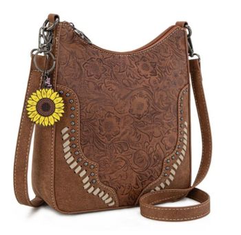 MW1335-8330 BR Montana West Embossed Collection Crossbody Bag