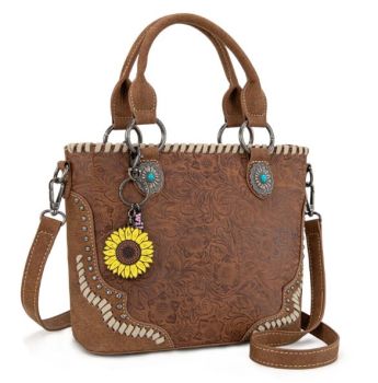 MW1335-8360 BR Montana West Embossed Collection Tote/Crossbody Bag