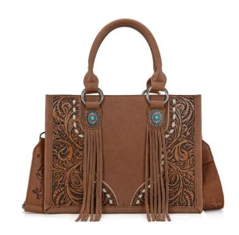 MW1339-2002 BR Montana West Tooled Concho Concealed Carry Tote/Crossbody