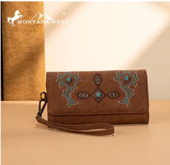 MW1344-W002 BR Montana West Concho Embroidered Collection Wallet