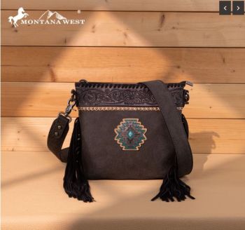 MW1350-8360 BK Montana West Tooled Aztec Concho