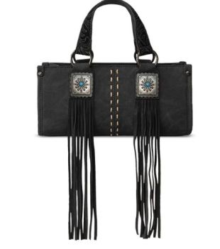 MW1351-888 BK Montana West Western Fringe Concho Collection Mini Crossbody Bag