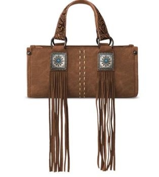 MW1351-888 BR Montana West Western Fringe Concho Collection Mini Crossbody Bag