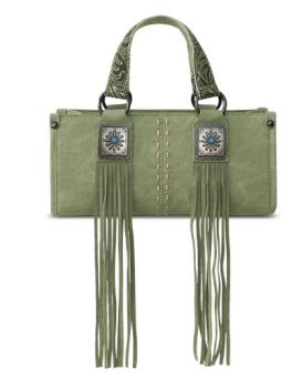 MW1351-888 GN Montana West Western Fringe Concho Collection Mini Crossbody Bag