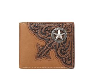 MWS-W031 BR Genuine Leather Tooled Collection Men's Wallet