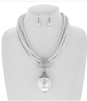 NPY124 RWH MULTI LINE PEARL NECKLACE 