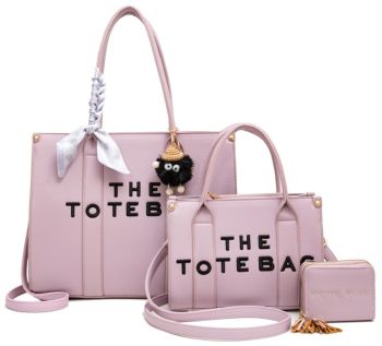 PU-25519-T3 B BL 2 THE TOTE BAG 2 HANDBAGS WITH WALLET SETS