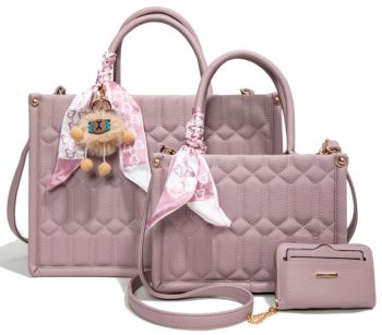 PU25528-T3 PP 2 HANDBAG WITH 1 WALLET SET