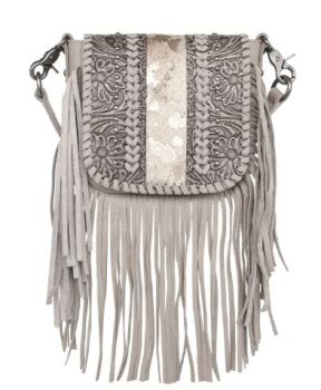 RLC-L168 TN Montana West Genuine Leather Tooled Collection Fringe Crossbody