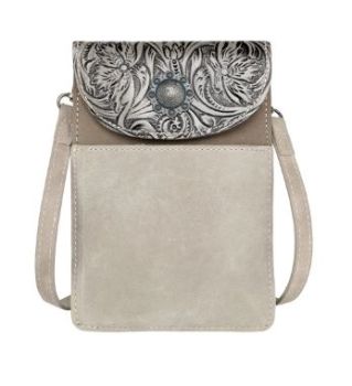 RLP-2003 KH Montana West Floral Tooled Genuine Leather Belt Loop Phone Holster Pouch/Multi-function Crossbody
