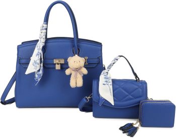 PU24126-T3 R BL 2HANDBAG WITH WALLET SET