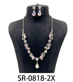 SR-0818-2X RHINESTONE NECKLACE SET