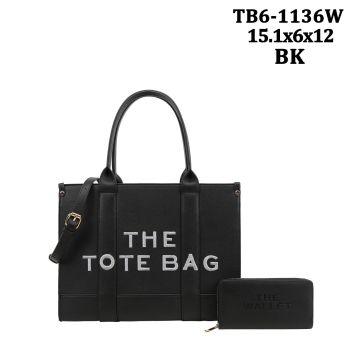 TB6-1136W BK BRICF CASE SHOPPING BAG WITH WALLET