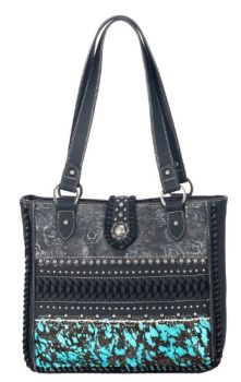TR136-8317 BK  Trinity Ranch Hair On Cowhide Collection Concealed Carry Tote