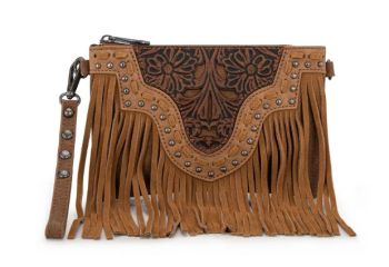 TR194-181 BR Trinity Ranch Floral Tooled Collection Clutch/Crossbody