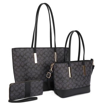 UM-31481 SET BK MONO GLAM 2 BAGS WITH WALLET