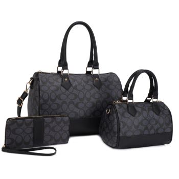 UM-31483 SET BK MONO GLAM 2 PURSE WITH WALLET