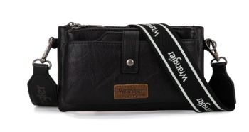 WG120-209 BK Wrangler Dual Zipper Compartment Crossbody Bag
