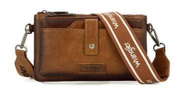 WG120-209 BR Wrangler Dual Zipper Compartment Crossbody Bag