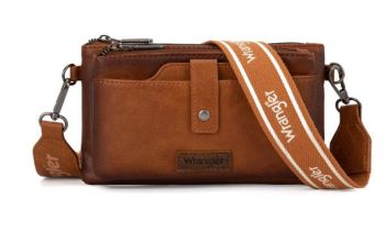 WG120-209 LBR Wrangler Dual Zipper Compartment Crossbody Bag