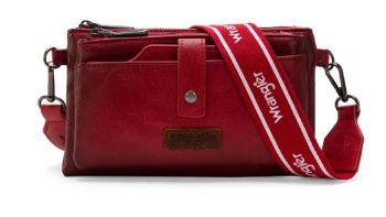 WG120-209 RD Wrangler Dual Zipper Compartment Crossbody Bag