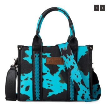 WG133-8120S TQ Wrangler Cow Print Concealed Carry Tote/Crossbody