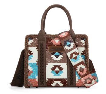 WG166-8120S CF Wrangler Sherpa Southwestern Print Small Canvas Tote