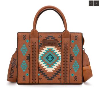 WG2206-8120S BR Wrangler Aztec Pattern Print -Tote/Crossbody