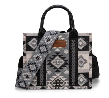 WG2209-8120S BK Wrangler Aztec Pattern Dual Sided Print -Tote/Crossbody