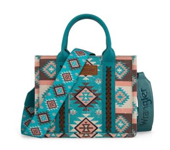 WG2209-8120S TQ Wrangler Aztec Pattern Dual Sided Print -Tote/Crossbody