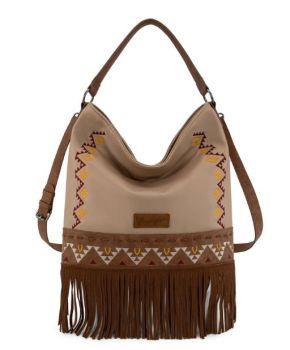 WG233-2001 TN Wrangler Aztec Embroidered Fringe Large Hobo/Crossbody BaACK
