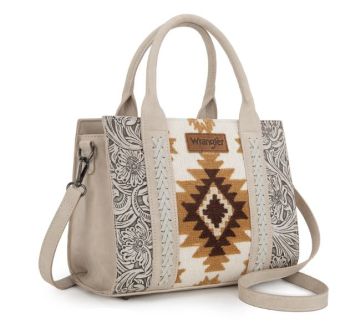 WG226-8120 BG Wrangler Tooled Aztec Pattern Print Concealed Carry Tote