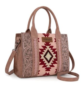 WG226-8120 PK Wrangler Tooled Aztec Pattern Print Concealed Carry Tote