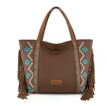WG233-2002 BR Wrangler Aztec Embroidered Large Tote BaG