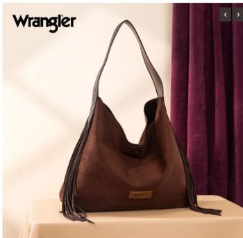 WG239-9182 CF Wrangler Fringe Floral Tooled Hobo Bag